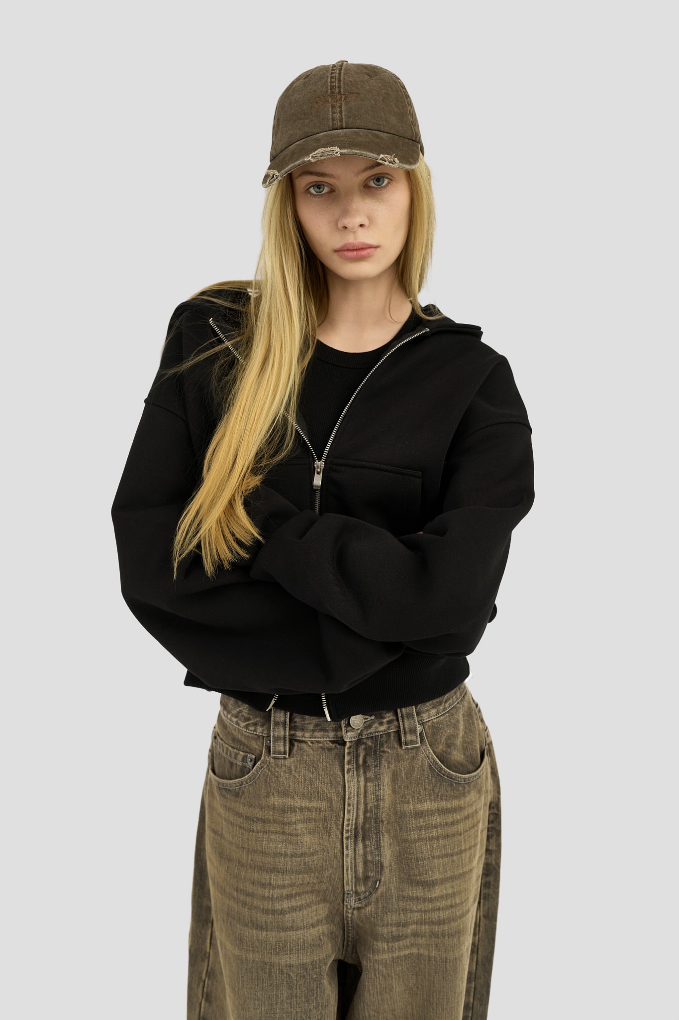 Uniform Zip Hoodie - Black