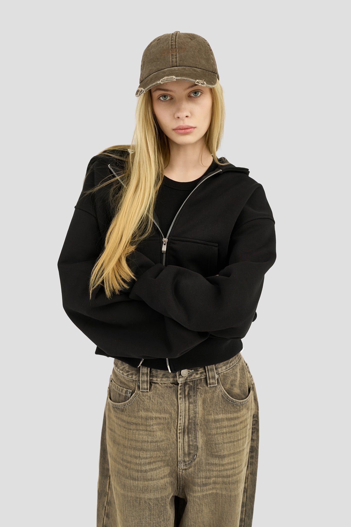 Uniform Zip Hoodie - Black