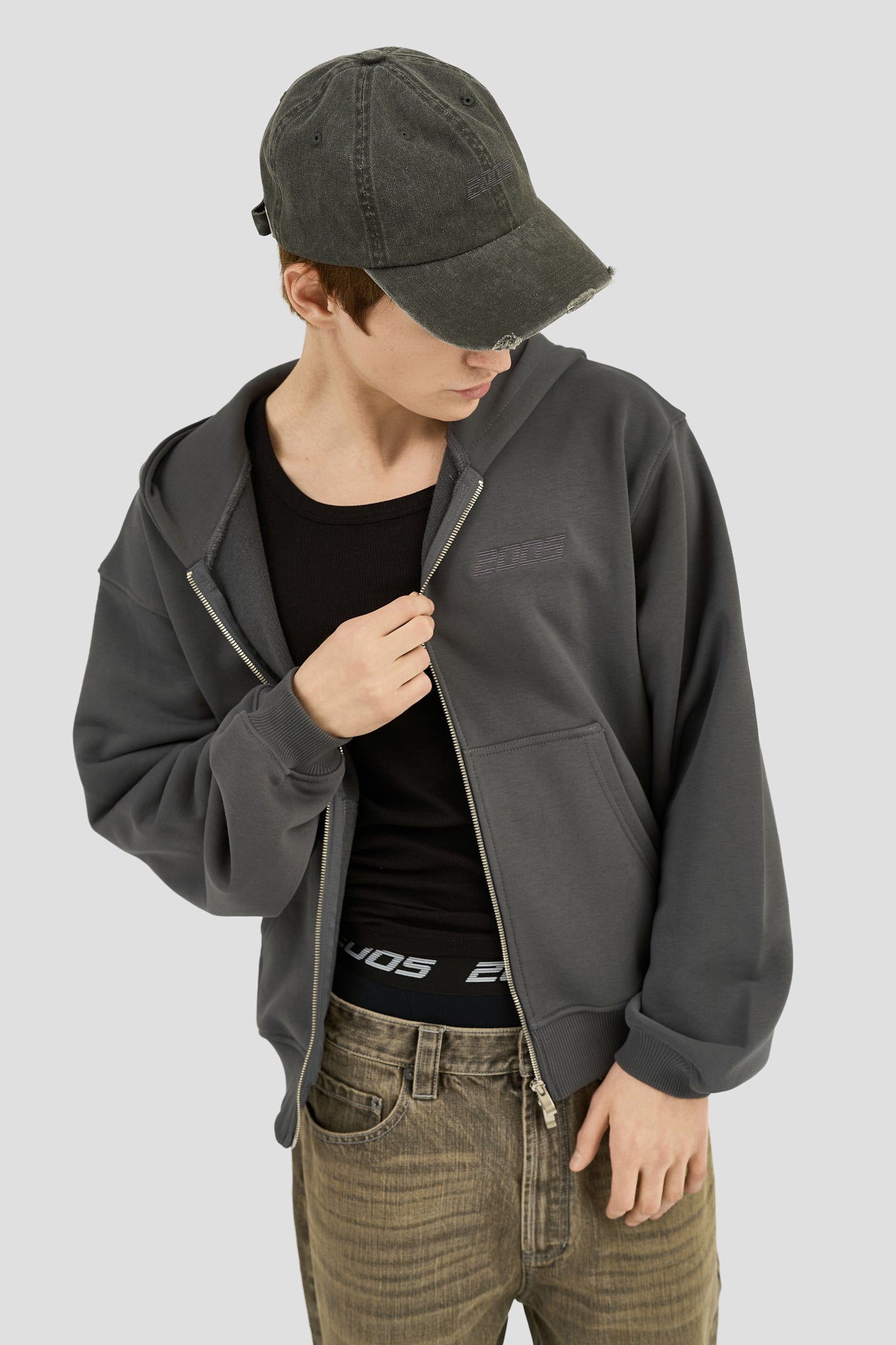 Classic Logo Zip Hoodie - Graphite