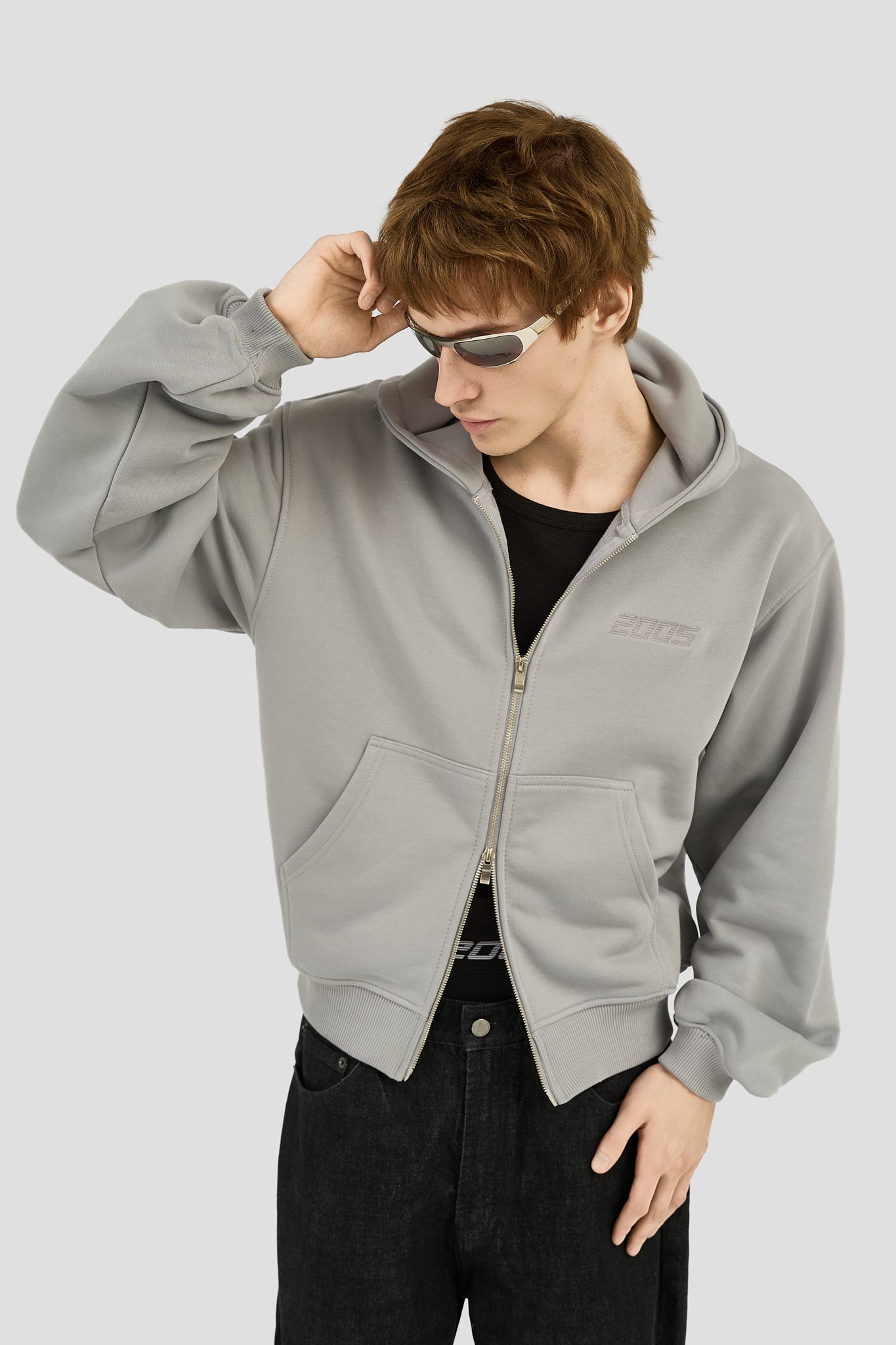 Classic Logo Zip Hoodie - Ash Grey