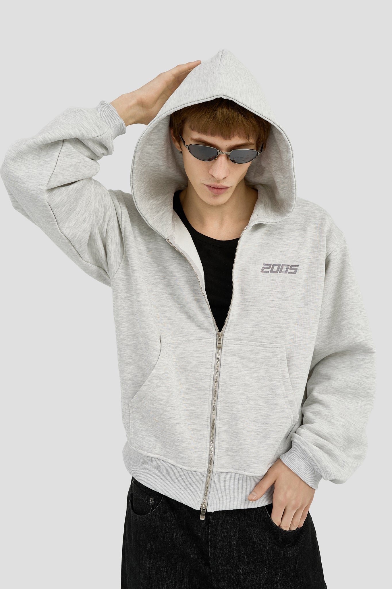 Classic Logo Zip Hoodie - Heather Grey