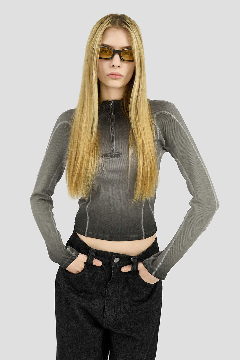 Quarter-Zip Women's Longsleeve - Warm Grey