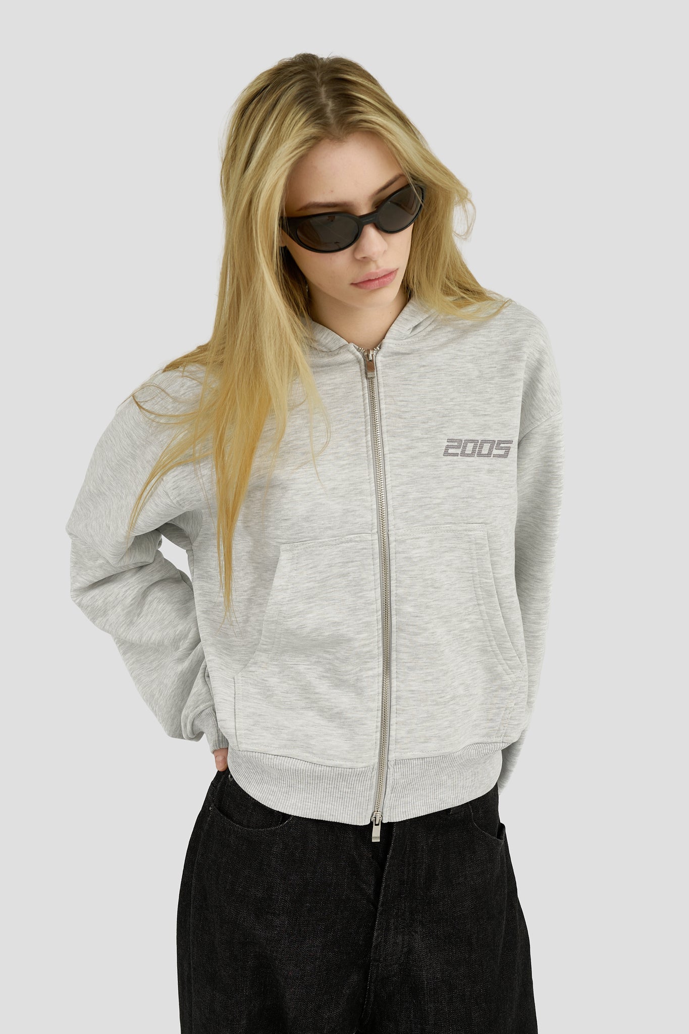 Classic Logo Zip Hoodie - Heather Grey