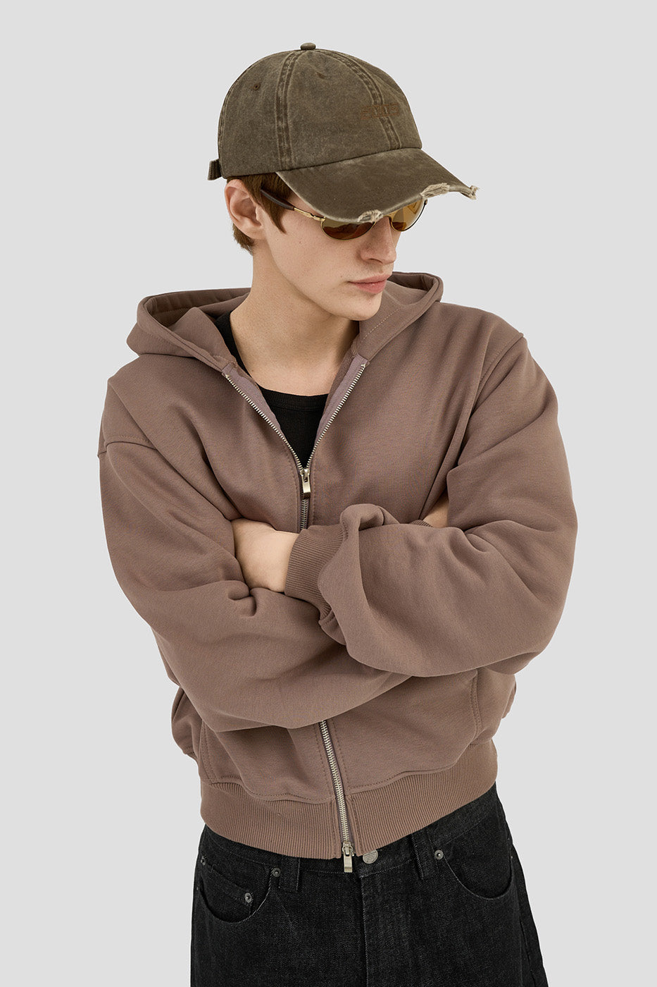 Uniform Zip Hoodie - Track Brown