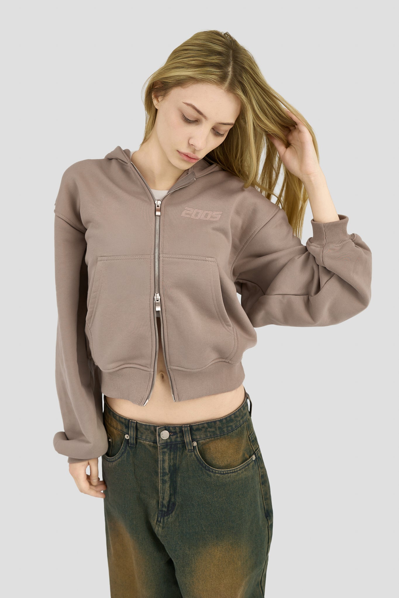 Classic Logo Zip Hoodie - Sand