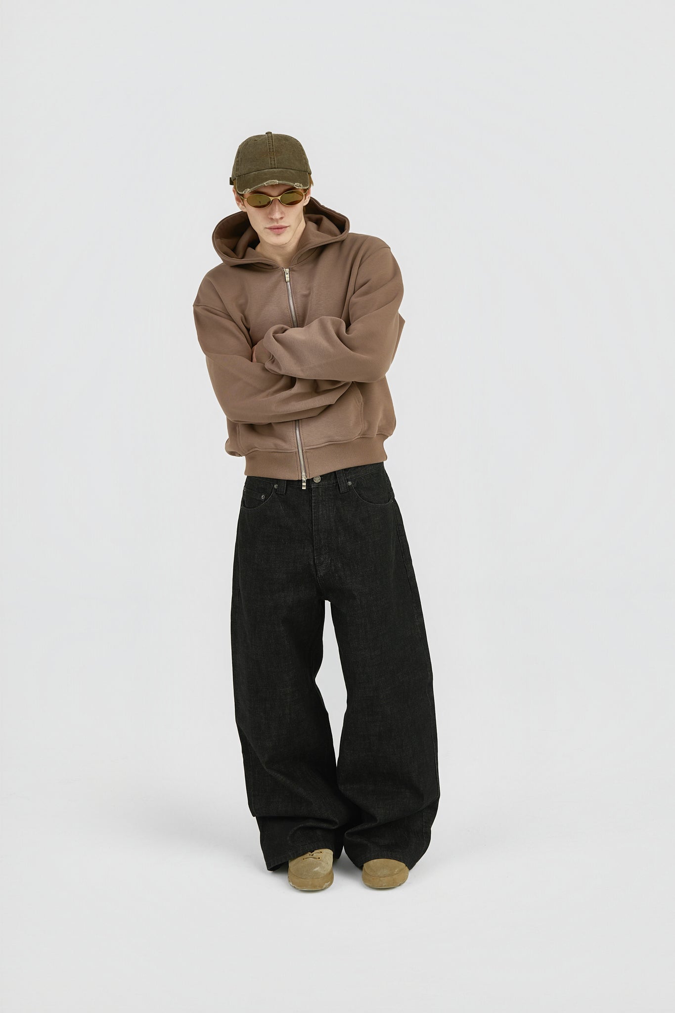 Uniform Zip Hoodie - Track Brown