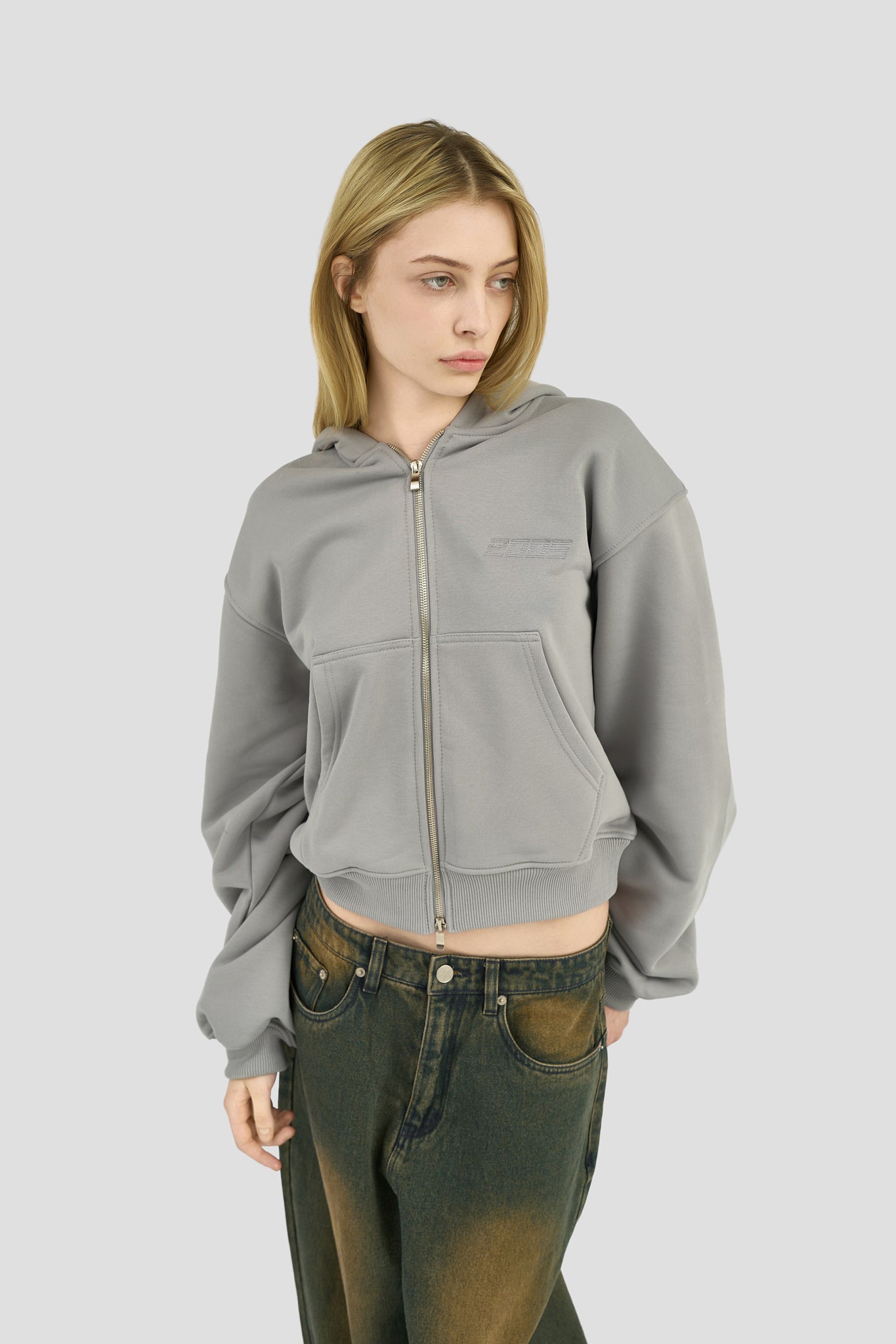 Classic Logo Zip Hoodie - Ash Grey