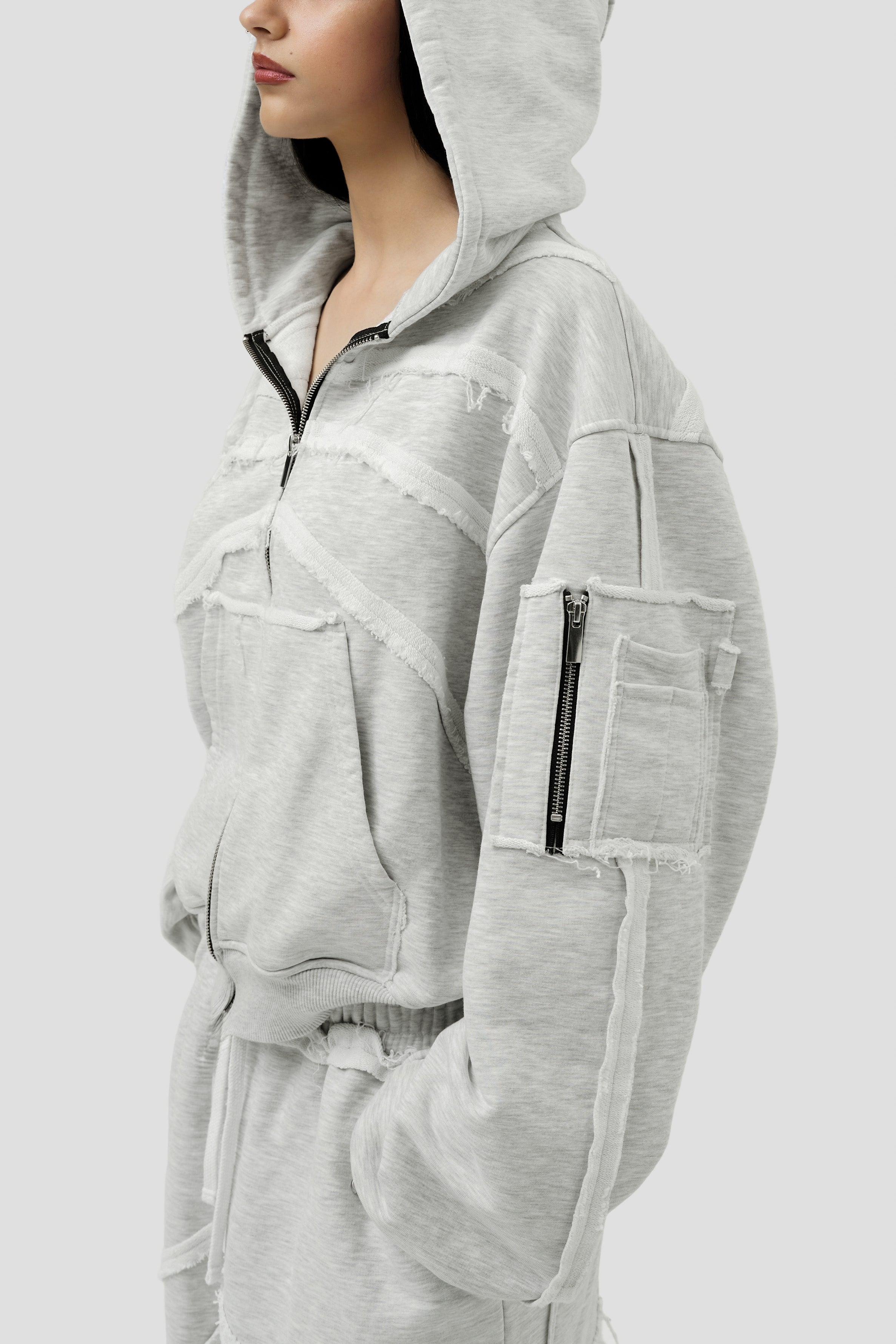 Skeleton Zip Hoodie - Heather Grey