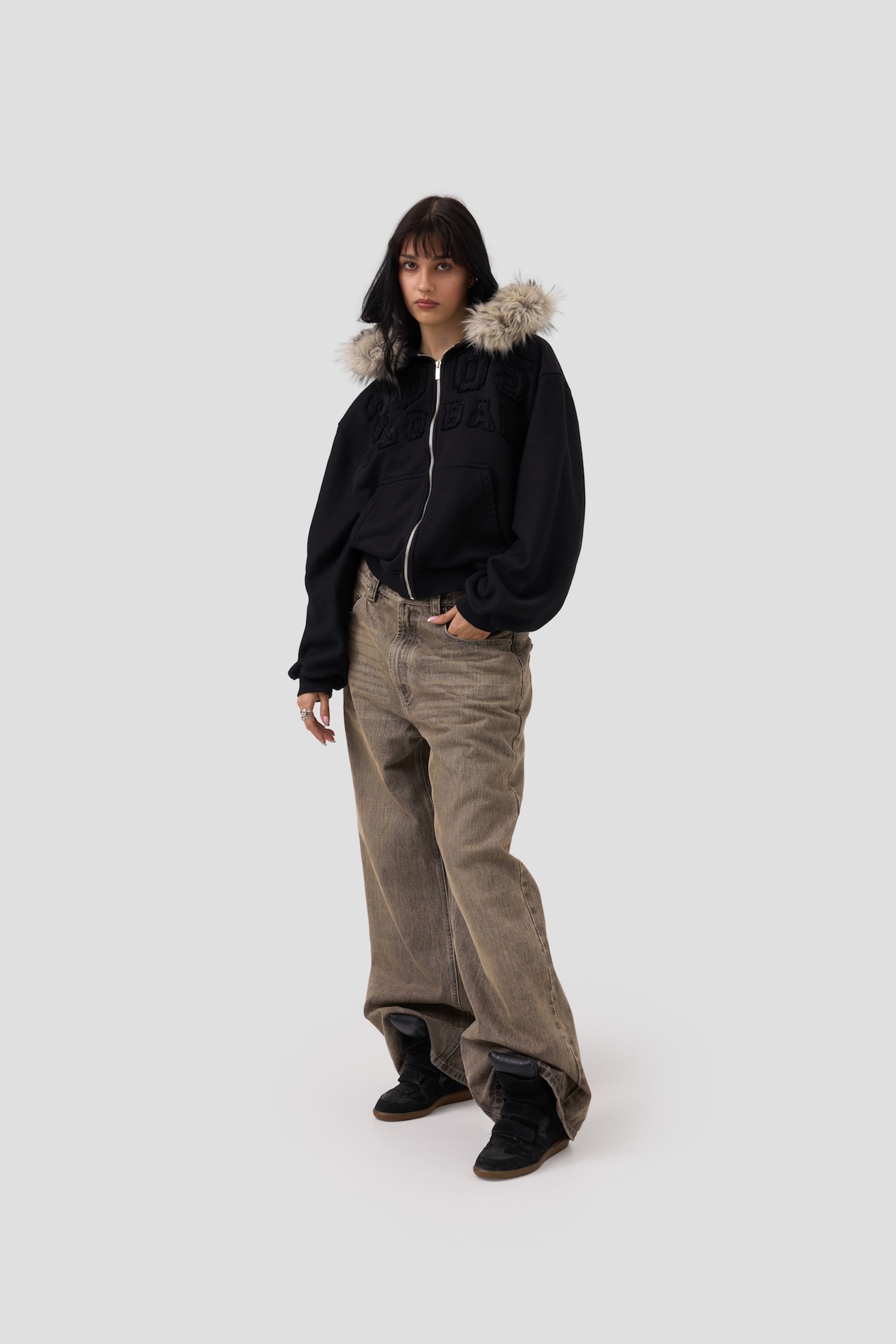 Fur Hoodie - Black