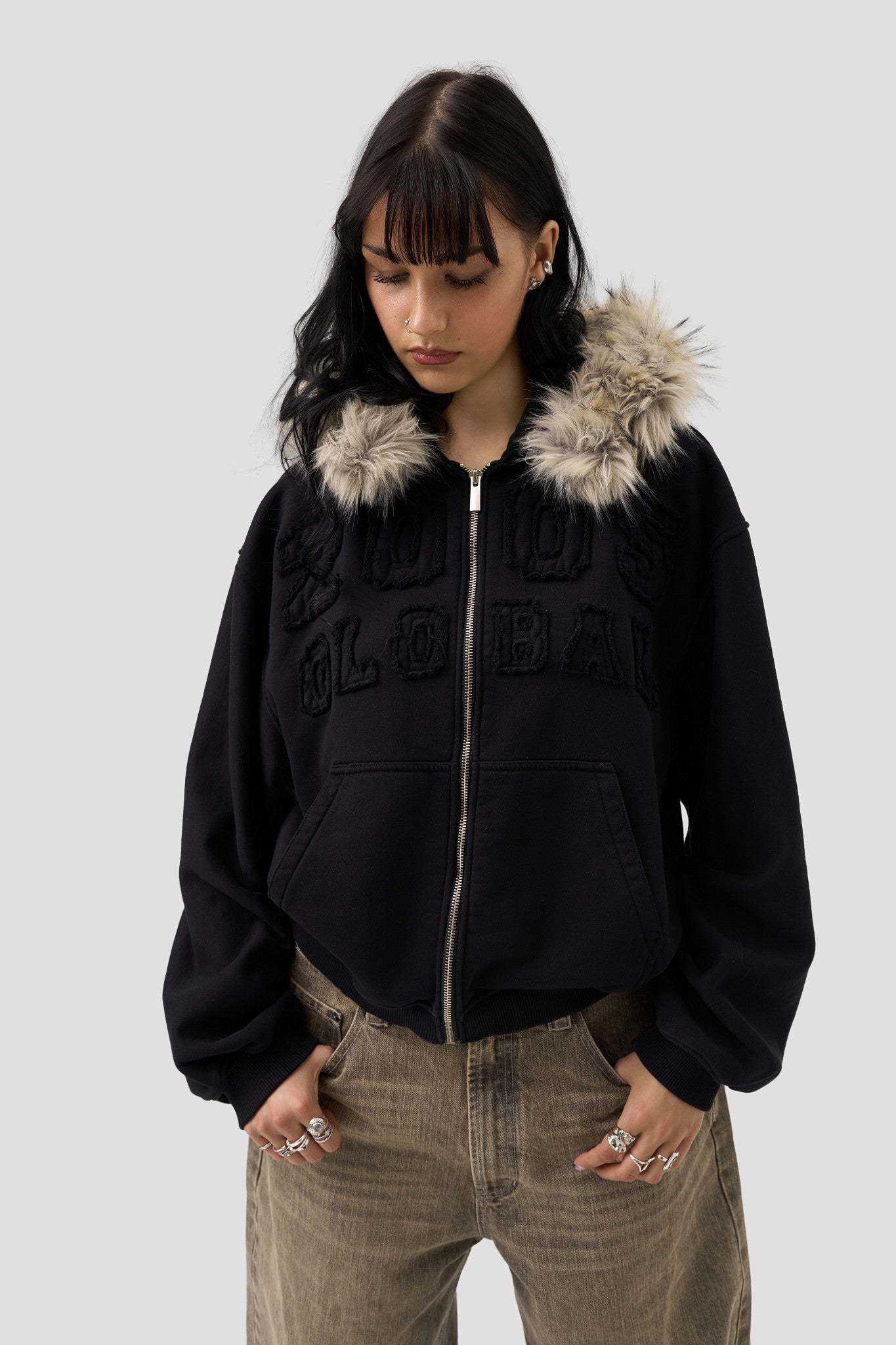 Fur Hoodie - Black