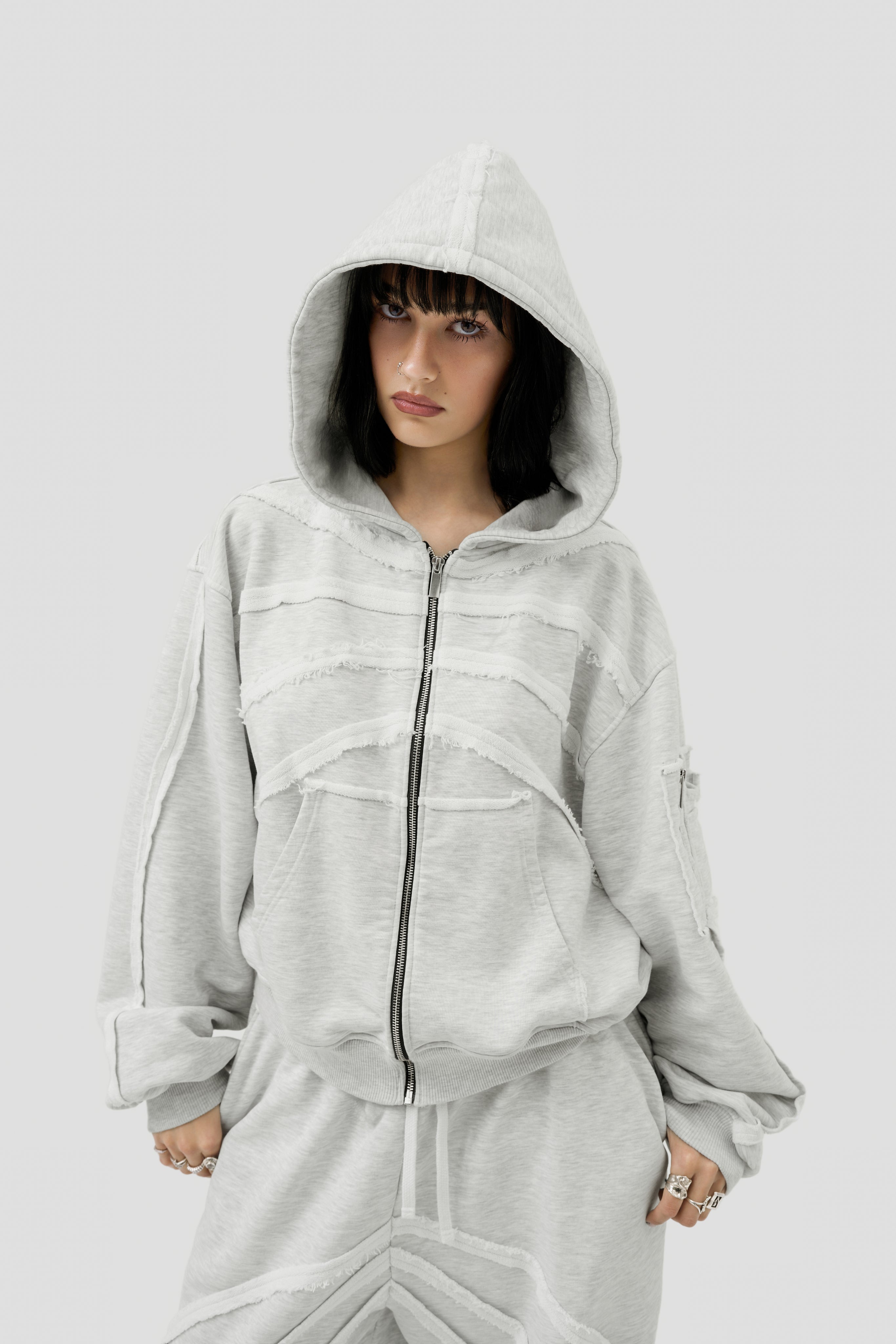 Skeleton Zip Hoodie - Heather Grey