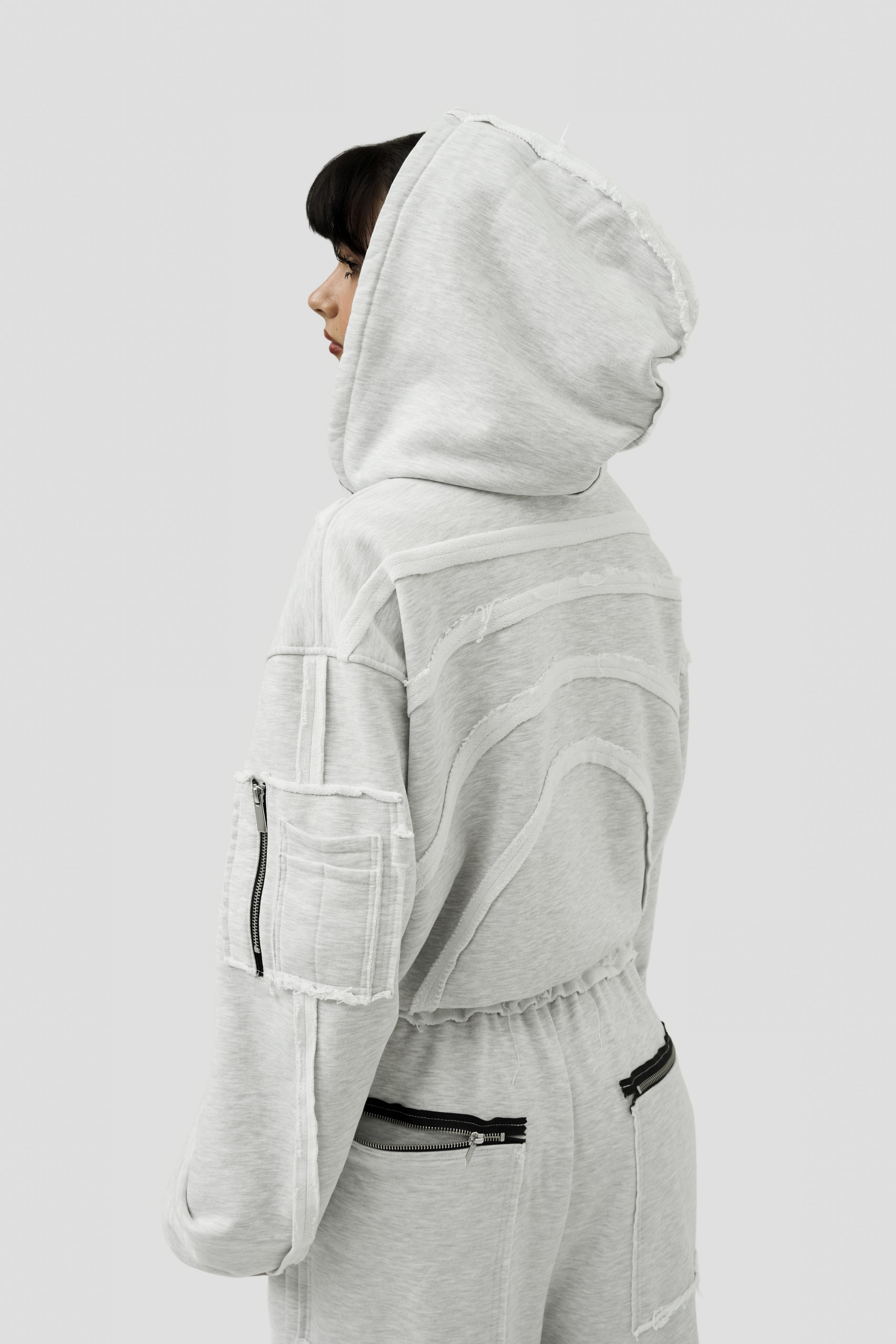 Skeleton Zip Hoodie - Heather Grey