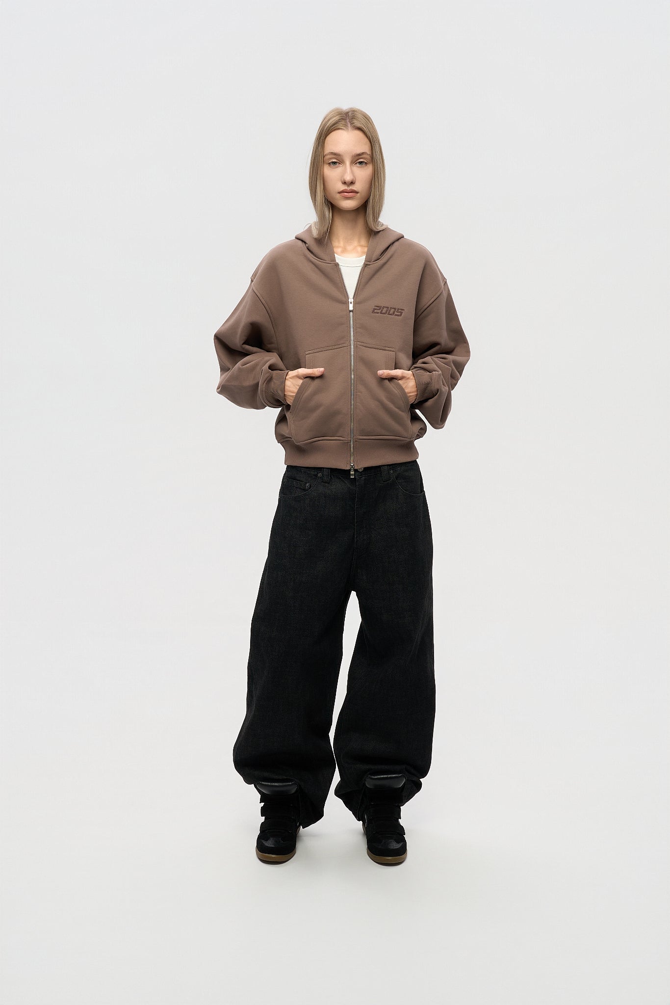 Classic Logo Zip Hoodie - Track Brown