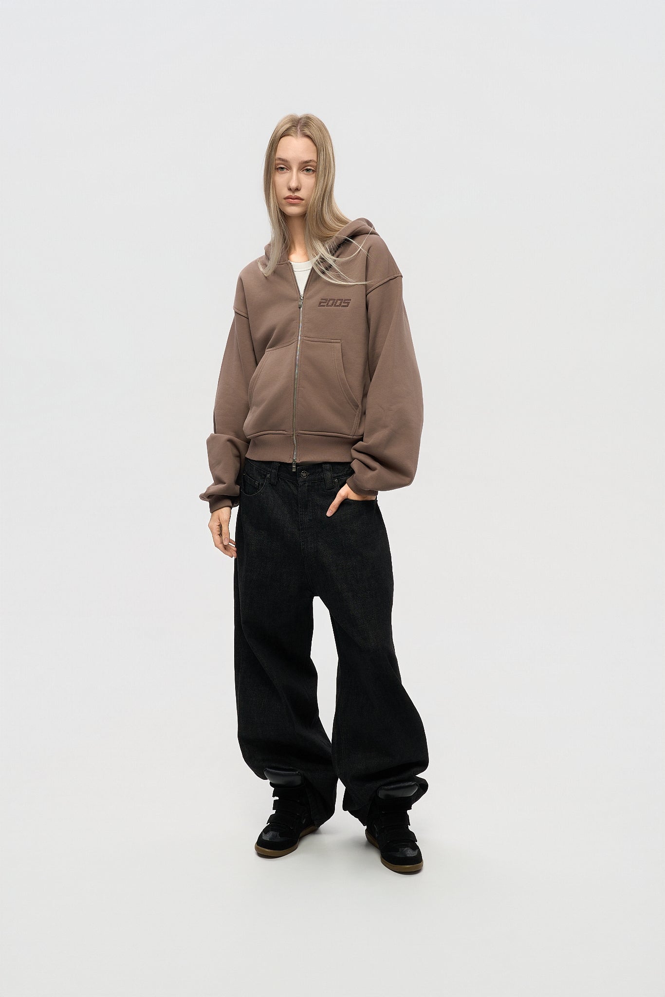 Classic Logo Zip Hoodie - Track Brown