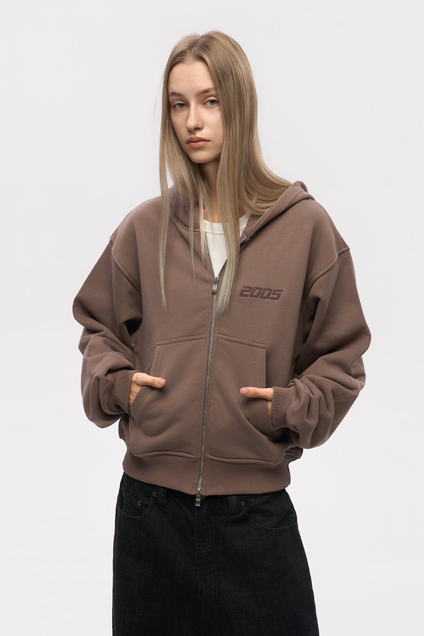 Classic Logo Zip Hoodie - Track Brown