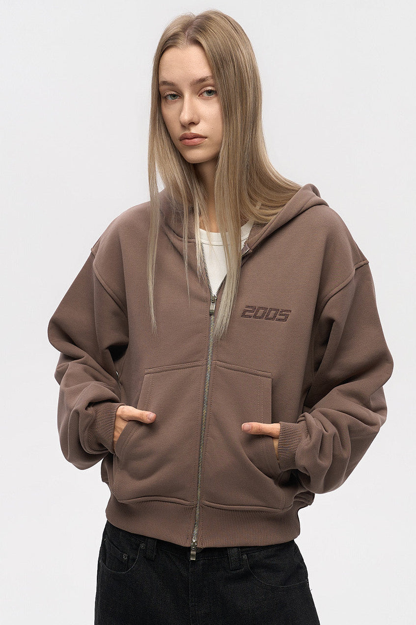 Classic Logo Zip Hoodie - Track Brown