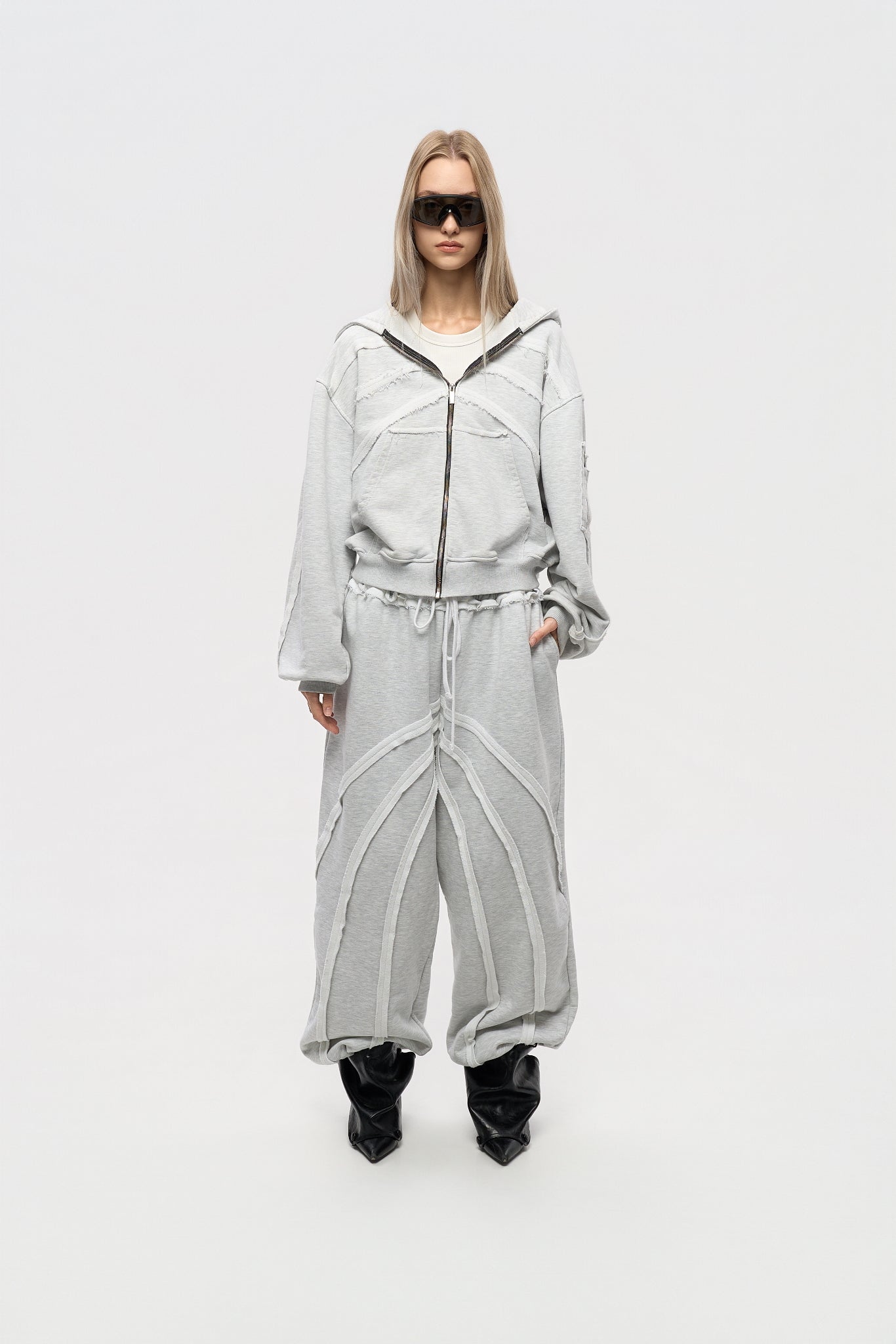 Skeleton Zip Hoodie - Heather Grey