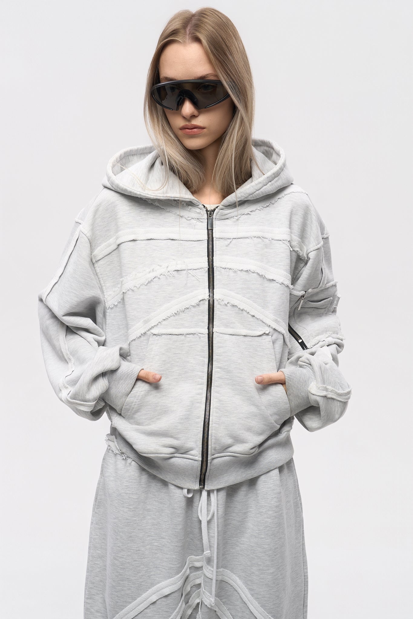 Skeleton Zip Hoodie - Heather Grey