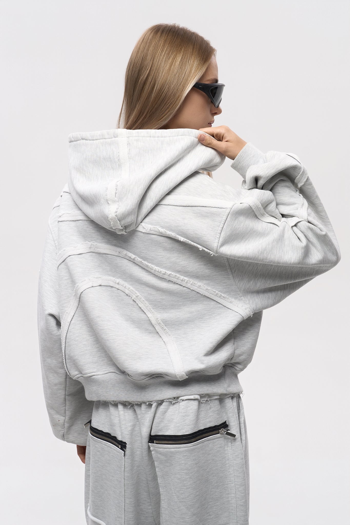 Skeleton Zip Hoodie - Heather Grey