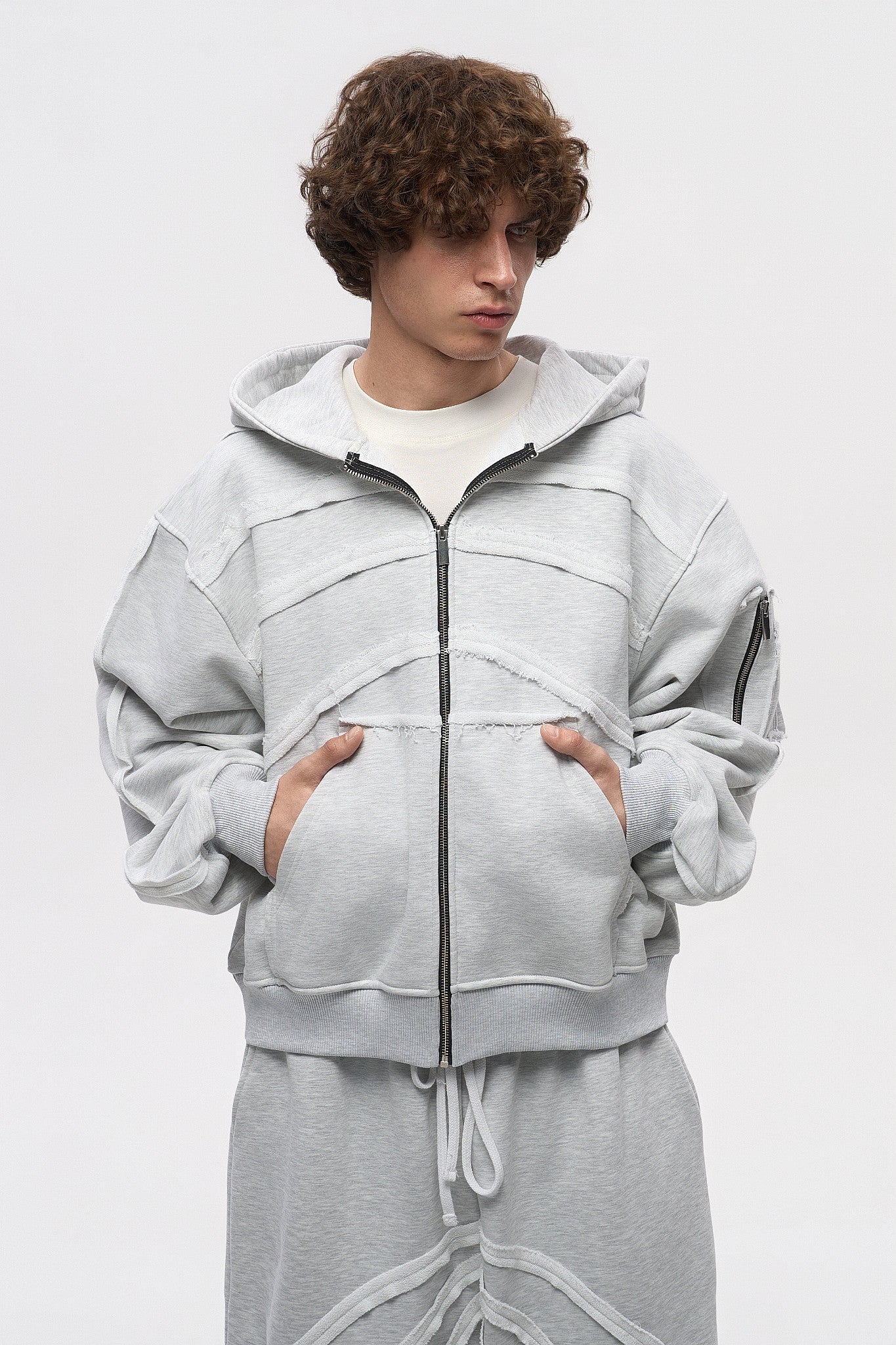 Skeleton Zip Hoodie - Heather Grey