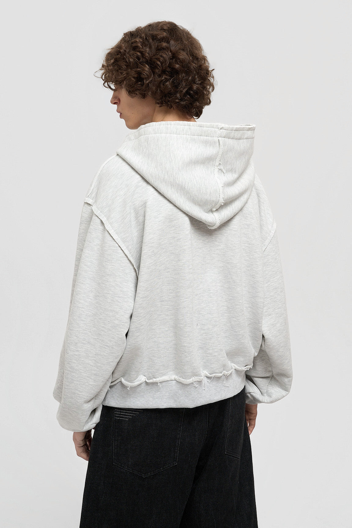 Block Zip Hoodie - Heather Grey