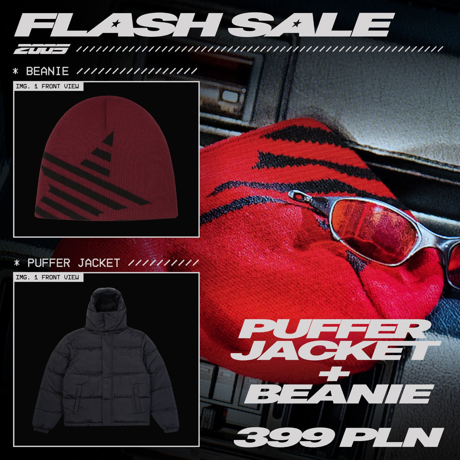 Perfect Puffer Jacket + Red Star Beanie