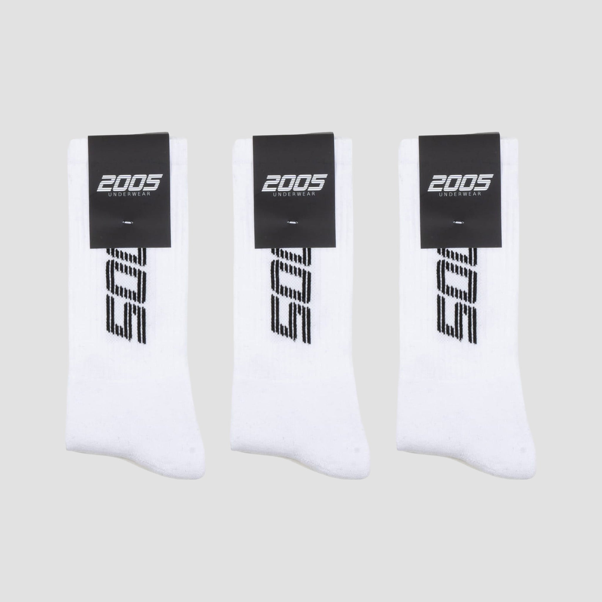 Vertical Socks White 3-pack